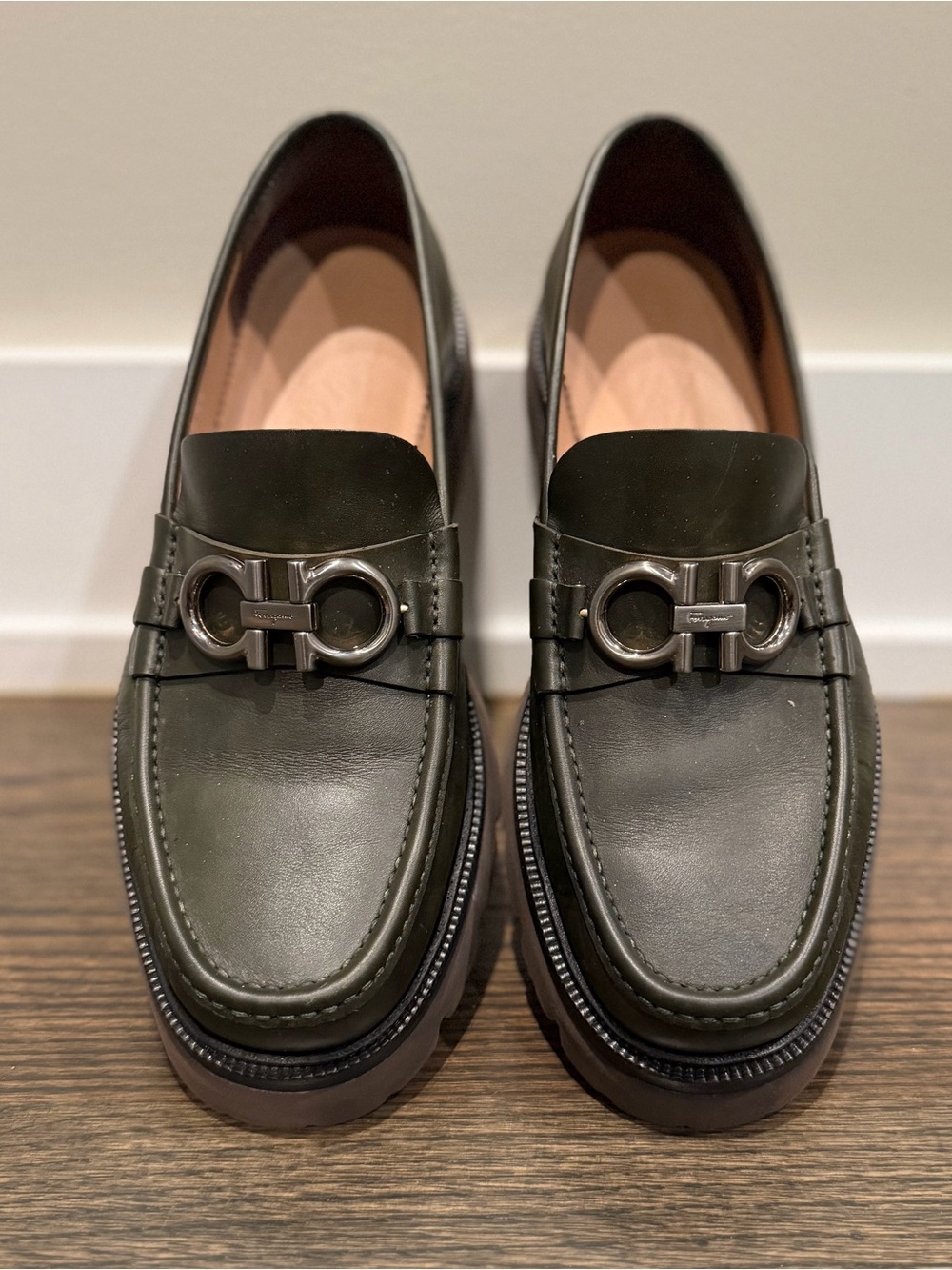 Salvatore Ferragamo Men’s Bleecker Loafers Olive Green 9EE 10 10.5